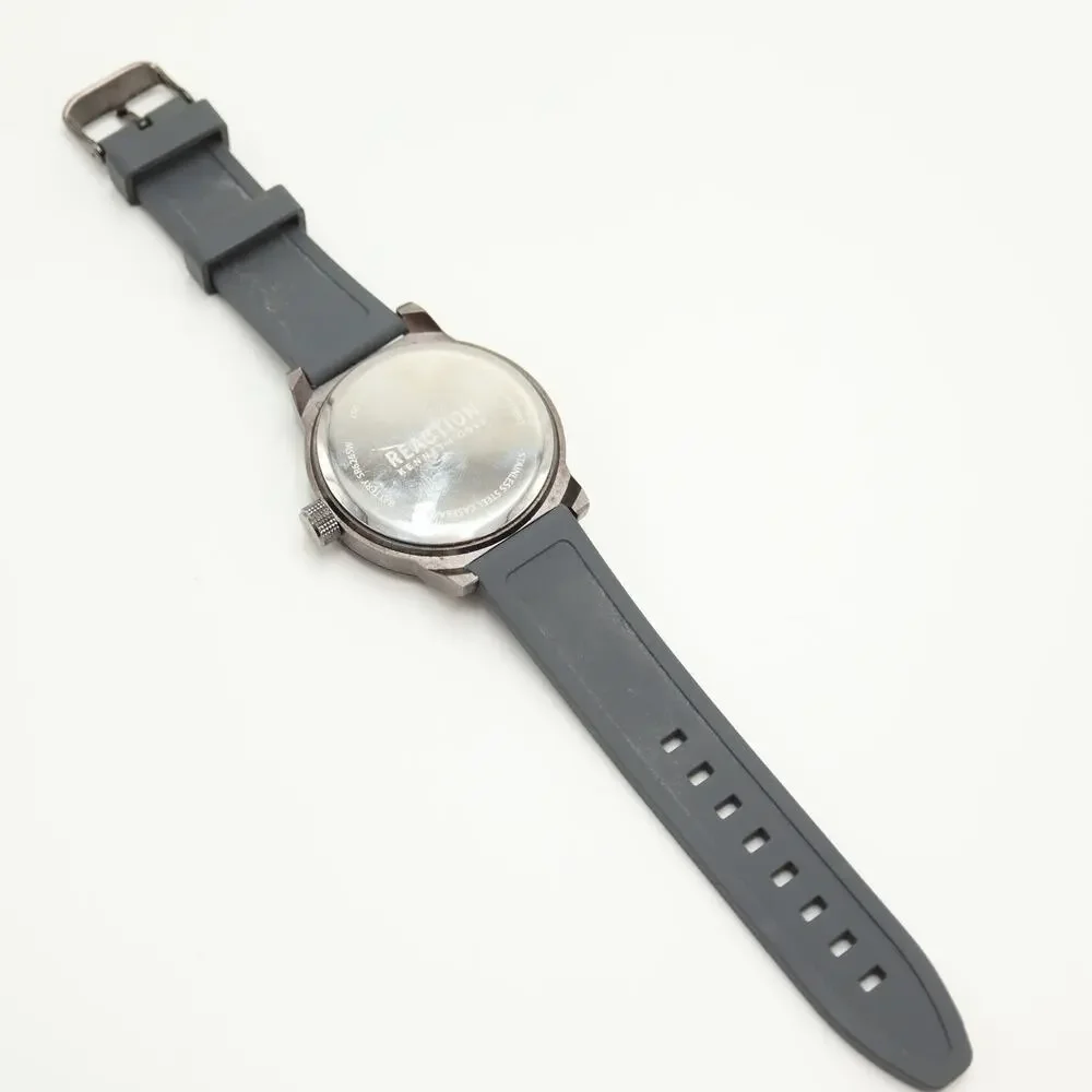 Kenneth Cole Reaction Mens 48mm Watch Gray Black Green Jumbo w New Battery